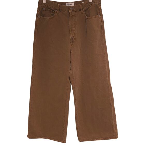 Frame Denim Pants - FRAME Denim Le Low Baggy Wide Leg Jeans Size 30 Brown Bronzite